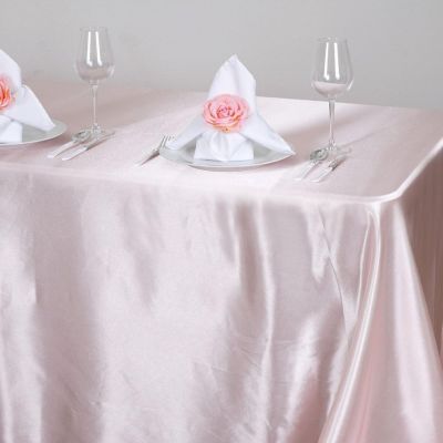 10 Pcs 90X156" Satin Rectangular Tablecloths Wedding Catering Dining Decorations Image 2