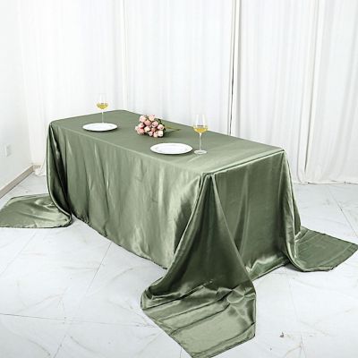 10 Pcs 90X156" Satin Rectangular Tablecloths Wedding Catering Dining Decorations Image 2