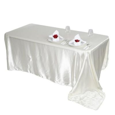 10 Pcs 90X156" Satin Rectangular Tablecloths Wedding Catering Dining Decorations Image 1