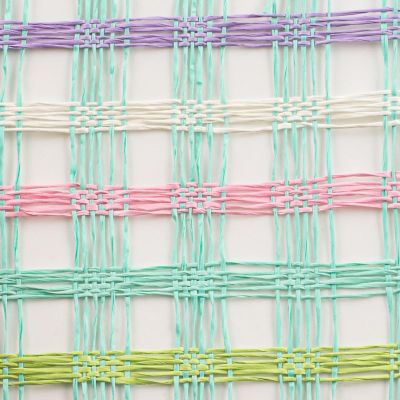 10" Plaid Poly Burlap Mesh Ribbon: Mint/White/Pink Image 1