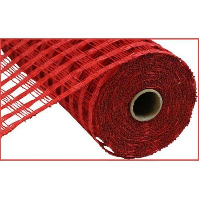 10" Poly Burlap Check Mesh Ribbon: Red Image 1