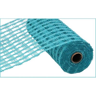 10" Poly Burlap Check Mesh Ribbon: Turquoise (10 Yards) Image 1