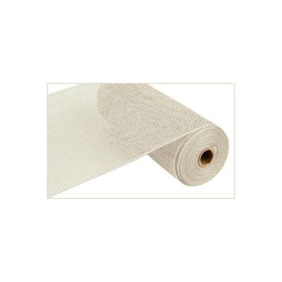 10" Poly Burlap Mesh ribbon: Cream Image 1