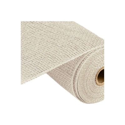 10" Poly Burlap Mesh ribbon: Cream Image 2