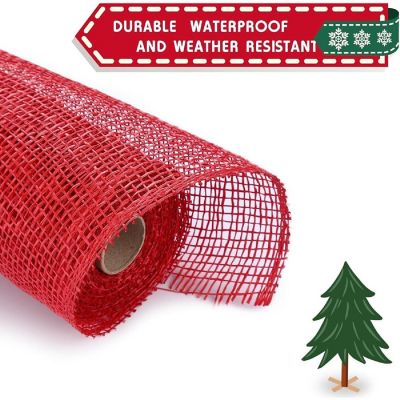 10" Poly Burlap Mesh Ribbon: Red Image 2