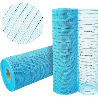 10" Poly Deco Mesh Ribbon: Metallic Turquoise (10 Yards) Image 1