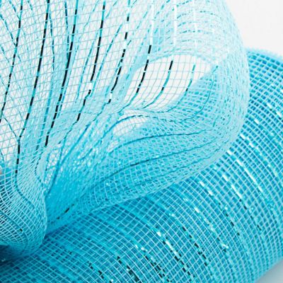 10" Poly Deco Mesh Ribbon: Metallic Turquoise (10 Yards) Image 1