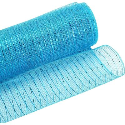 10" Poly Deco Mesh Ribbon: Metallic Turquoise (10 Yards) Image 2