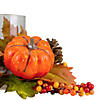 10" Pumpkin  Berry and Pine Cone Fall Harvest Tealight Candle Holder Image 2