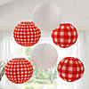 10&quot; Red Gingham Hanging Paper Lanterns - 6 Pc. Image 2