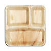 10" Square Palm Leaf 3-Partition Eco Friendly Disposable Dinner Plates (100 Plates) Image 1
