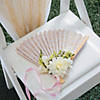 10" Vintage Lace Design White & Gold Folding Paper Hand Fans - 12 Pc. Image 1