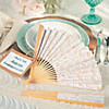 10" Vintage Lace Design White & Gold Folding Paper Hand Fans - 12 Pc. Image 3