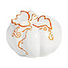 10" White Ceramic Pumpkin with Molded Leaves & Vines Image 2