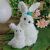 10" White Plush Standing Mother and Baby Easter Bunny Figure Image 2