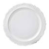 10" White Vintage Round Disposable Plastic Dinner Plates (50 Plates) Image 1