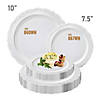 10" White Vintage Round Disposable Plastic Dinner Plates (50 Plates) Image 3
