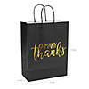 10" x 13" Large Many Thanks Black & Gold Kraft Paper Gift Bags - 12 Pc. Image 1