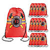 10" x 15" Medium Nonwoven Firefighter Party Drawstring Bags - 12 Pc. Image 1