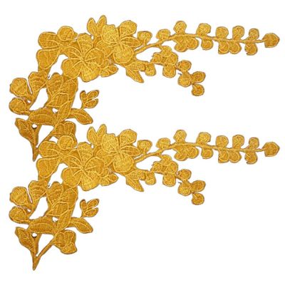 10" x 5.5" Gold Floral Embroidered Patch 12 Pack Image 1