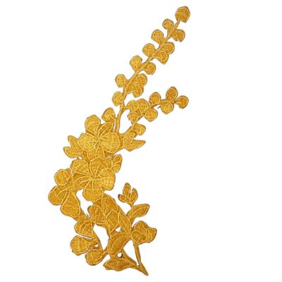 10" x 5.5" Gold Floral Embroidered Patch 12 Pack Image 1