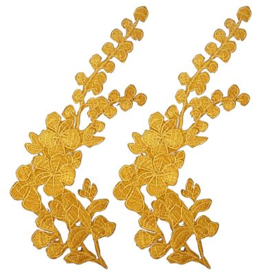 10" x 5.5" Gold Floral Embroidered Patch 12 Pack Image 2