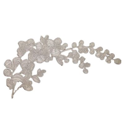 10" x 5.5" Silver Floral Embroidered Patch 12 Pack Image 1