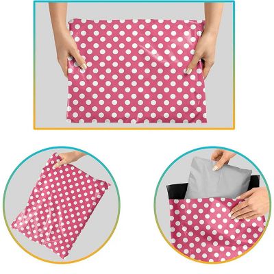 100 Count 10x13 Pink Polka Dot Poly Bag Mailer Envelopes 2 Mil Image 3