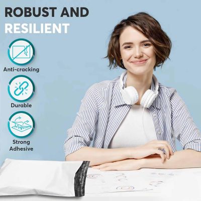 100 Count 9x12 White Poly Bag Mailer Image 1