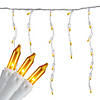100 Count Opaque Gold Mini Icicle Christmas Lights - 3.5 ft White Wire Image 1