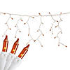 100 Count Orange Mini Icicle Christmas Lights - 3.5 ft White Wire Image 2