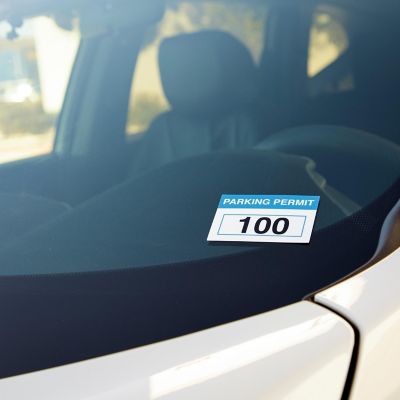100-Pack 1-100 Reflective Sequentially Numbered Parking Permit Stickers (2 x 3 in) Image 1