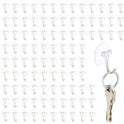 100 Pack Mini Clear Shower Suction Cup Hooks, 0.19 in, 30 mm Image 1