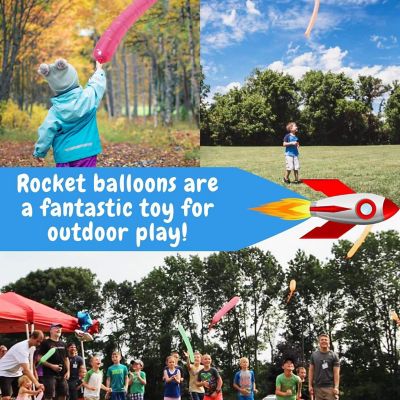 [100 Pack] Rocket Balloons Plus 1 Easy-To-Use Pump - Party Pack, No Need for A Refill Image 1
