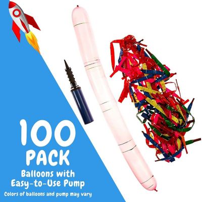 [100 Pack] Rocket Balloons Plus 1 Easy-To-Use Pump - Party Pack, No Need for A Refill Image 2