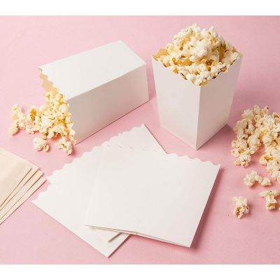 100 Pack White Popcorn Boxes for Party, Bulk Paper Treat Containers for Movie Night Decorations, 3.3 x 5.5 x 3.5 in Image 2