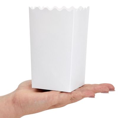 100 Pack White Popcorn Boxes for Party, Bulk Paper Treat Containers for Movie Night Decorations, 3.3 x 5.5 x 3.5 in Image 3