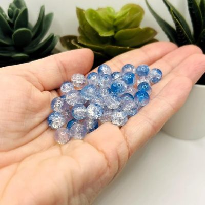 100 pcs 8mm Blue Crackle Glass Beads Image 1