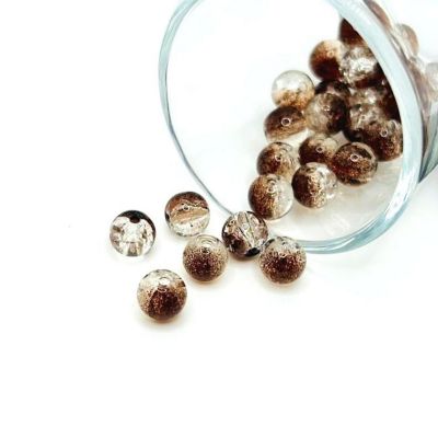 100 pcs 8mm Brown Crackle Glass Beads Image 1
