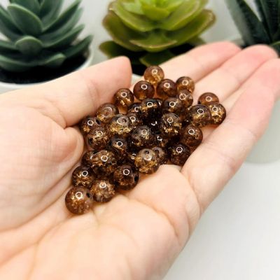 100 pcs 8mm Brown Crackle Glass Beads Image 1