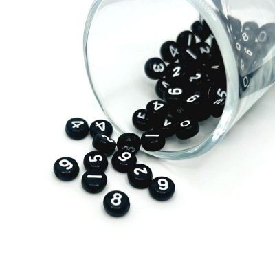 100 Pcs Black and White Letter Beads Image 1