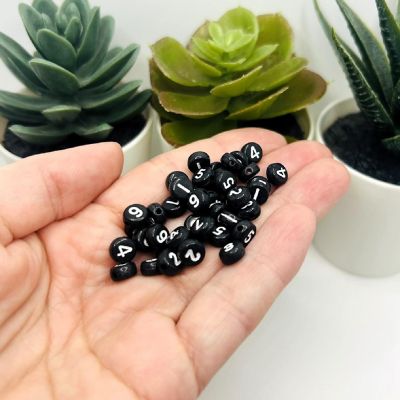 100 Pcs Black and White Letter Beads Image 1