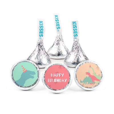 100 Pcs Girl Dinosaur Kid's Birthday Candy Party Favors Hershey's Kisses Milk Chocolate (1lb, Approx. 100 Pcs) - No Assembly Required - By Just Candy Image 1
