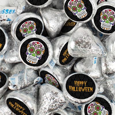 100 Pcs Halloween Party Candy Chocolate Hershey's Kisses (1lb) - Sugar Skulls Image 1