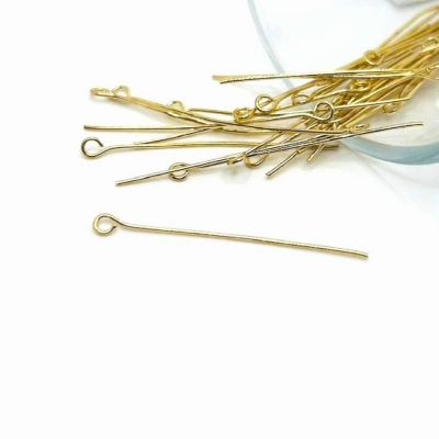 100 Pcs Light Gold Eye Pins Image 1