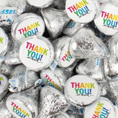 100 Pcs Thank You Candy Favors Milk Chocolate Hershey's Kisses with Stickers - Colorful Thank You Image 1