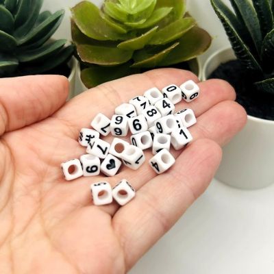 100 Pcs White and Black Number Beads Image 3