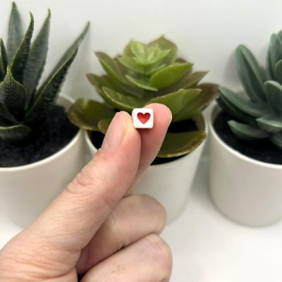100 Pieces Red and White Heart Beads Image 1