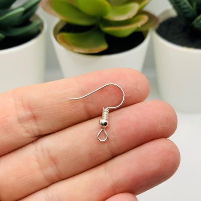 100 Silver Fish Hook Earring Wires Image 1