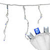 100ct Blue and Pure White LED Wide Angle Icicle Christmas Lights  5.5 ft White Wire Image 1